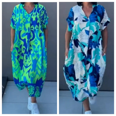 🌸Special price🌸 Women's casual elegant printed V-neck dress