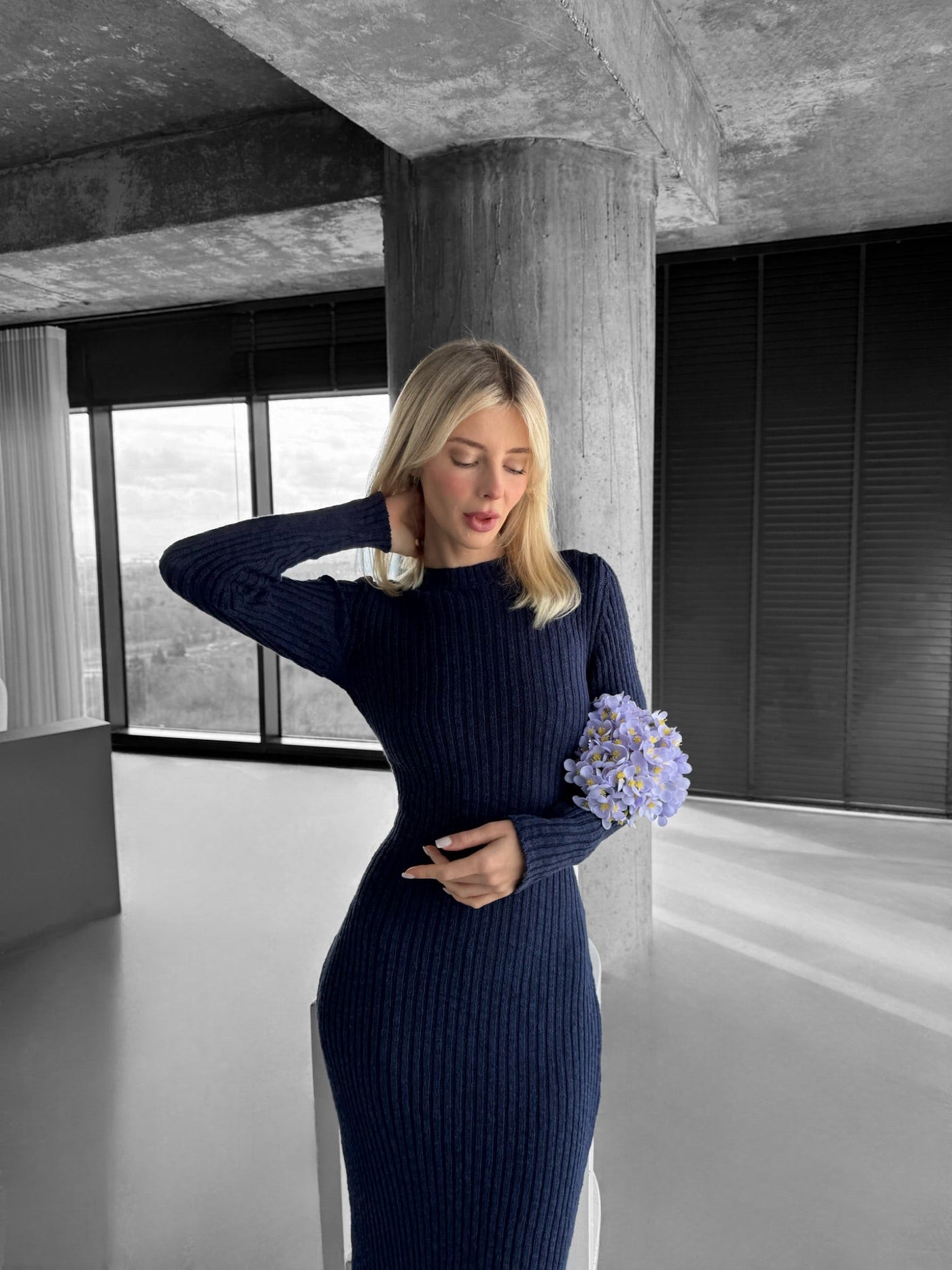 Maxi Knit Dress - Night Blue