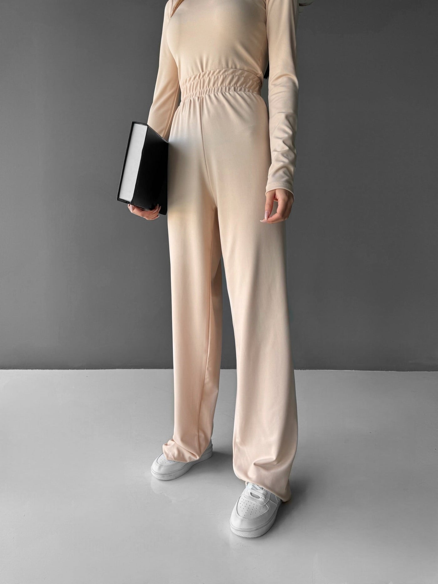 Wide Leg Trousers - Creme