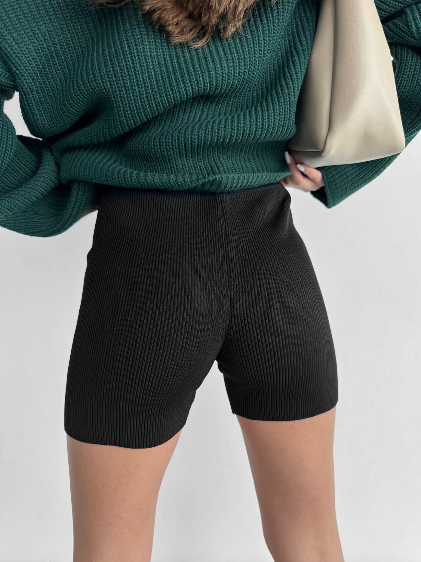 Seamless Ribbed Shorts - Black