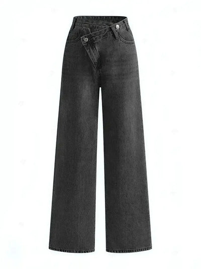 Asymmetric Waist Wide-Leg Jeans