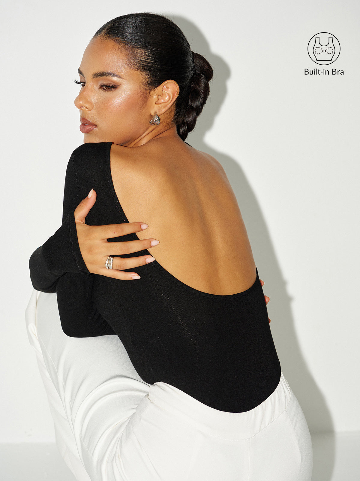 Bra-Free Long Sleeve Backless Bodysuit