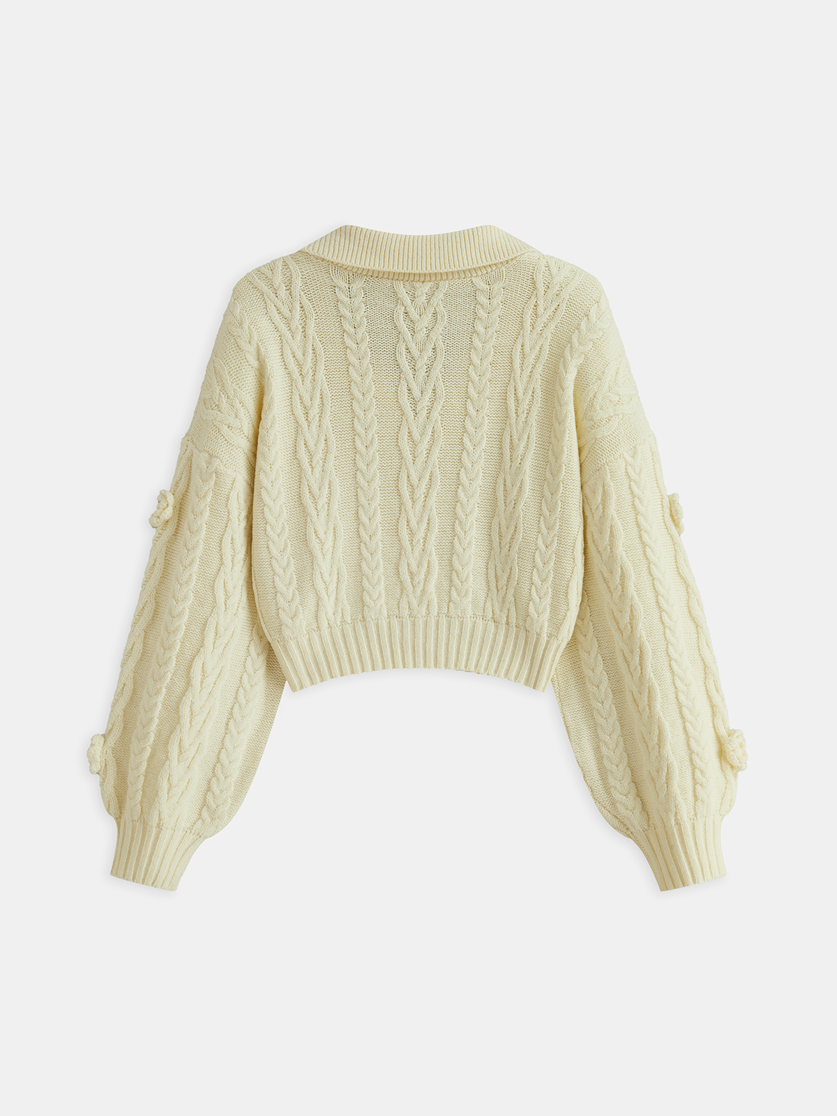 3D Floral Collared Cable Knit Top