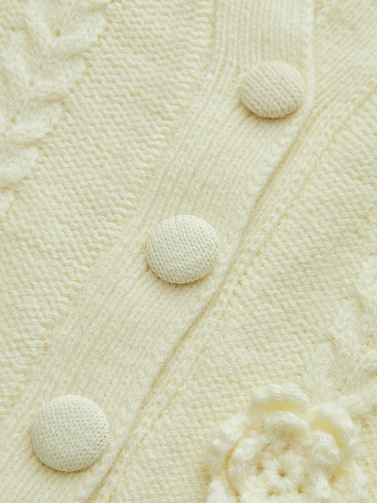 3D Floral Collared Cable Knit Top