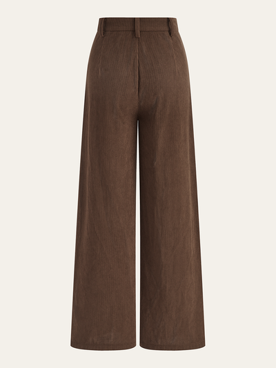 Corduroy Wide-Leg Pleated Pants