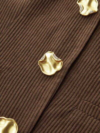 Corduroy V-neck Buttoned Vest