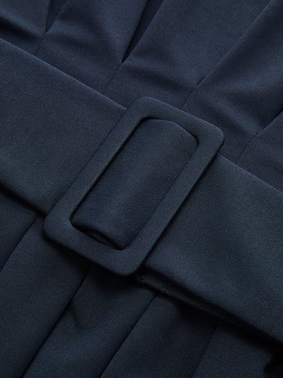 Boat Neck Peplum Sweatshirt with Wide Belt