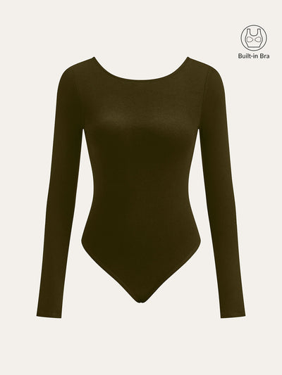 Bra-Free Long Sleeve Backless Bodysuit