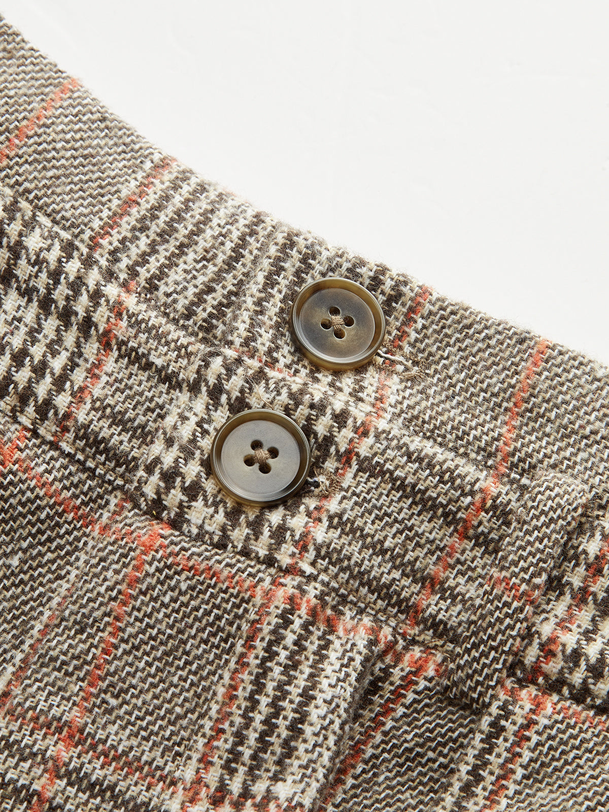 Belted Plaid High-Waisted Pants