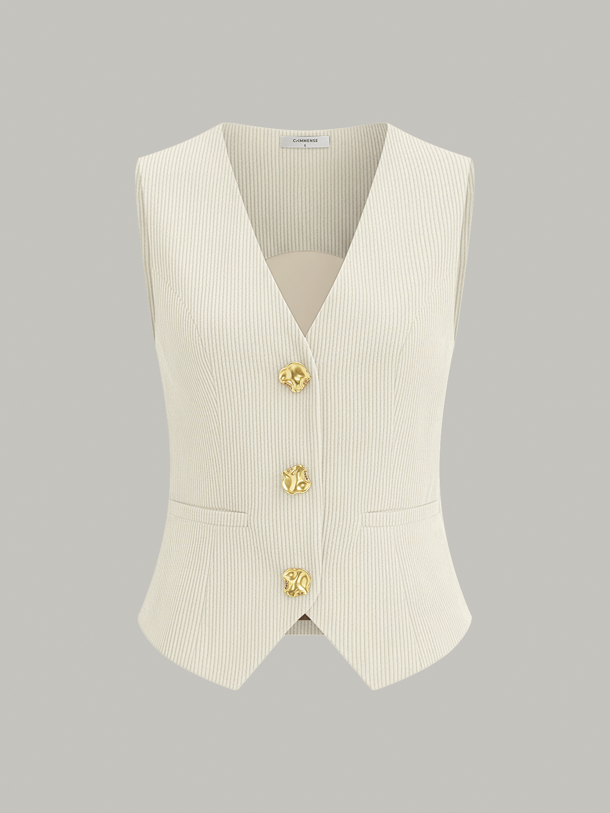 Corduroy V-neck Buttoned Vest