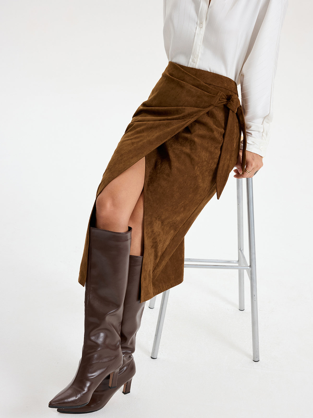 Tie Knot Suede Skirt