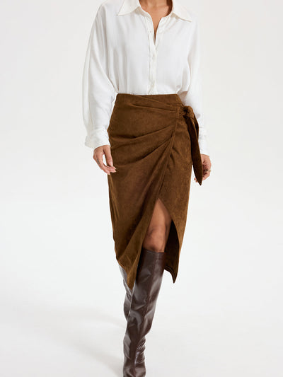 Tie Knot Suede Skirt
