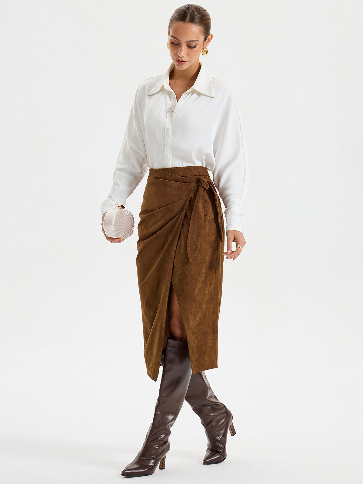Tie Knot Suede Skirt