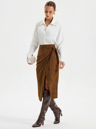 Tie Knot Suede Skirt
