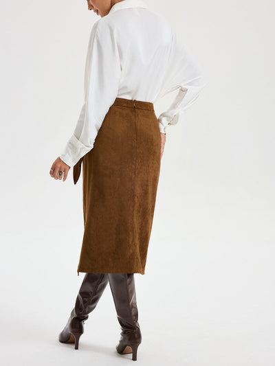 Tie Knot Suede Skirt