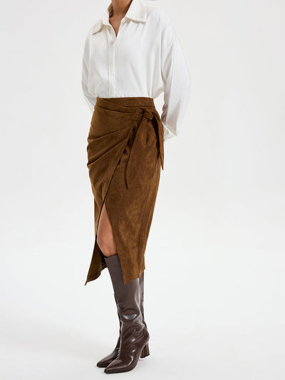 Tie Knot Suede Skirt