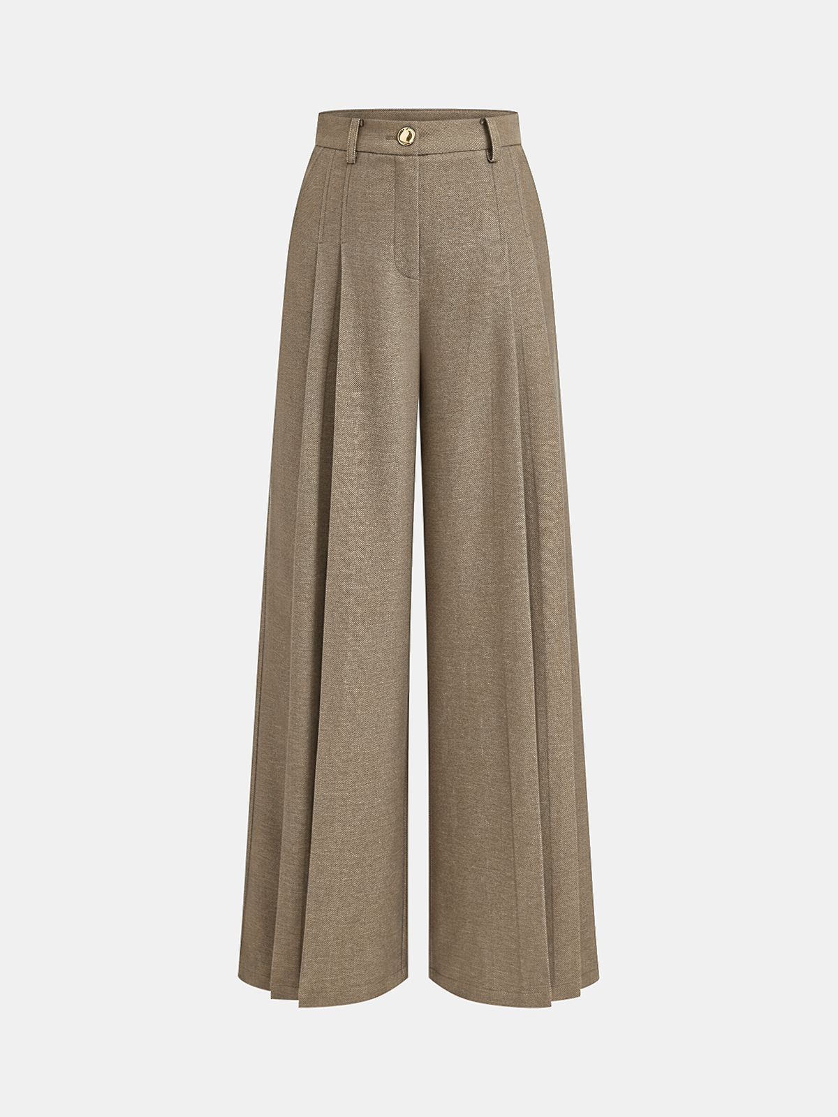 Mid-Waisted Pleated Wide-Leg Pants