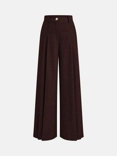 Mid-Waisted Pleated Wide-Leg Pants
