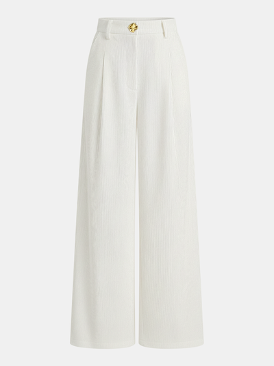 Corduroy Wide-Leg Pleated Pants