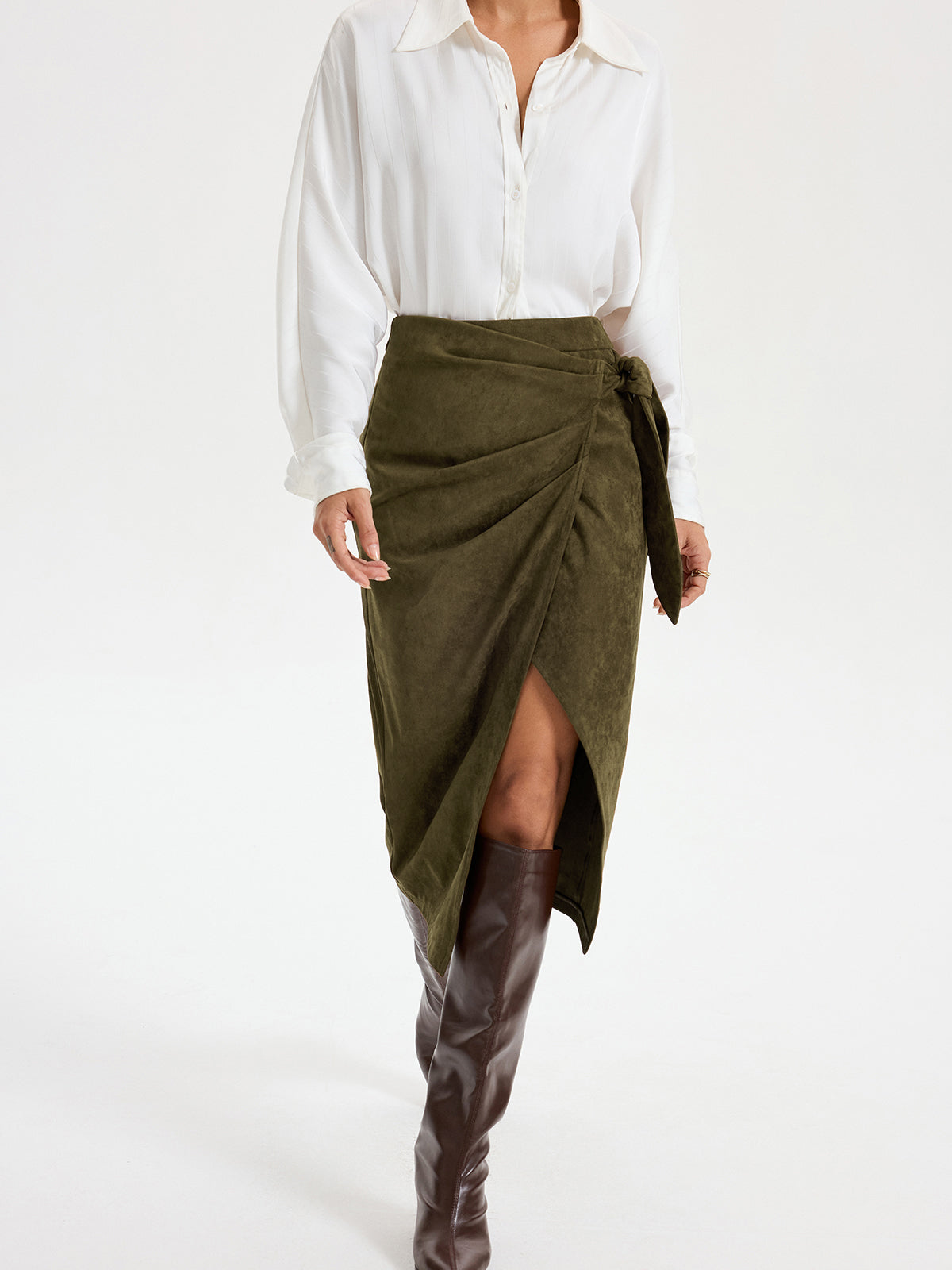 Tie Knot Suede Skirt