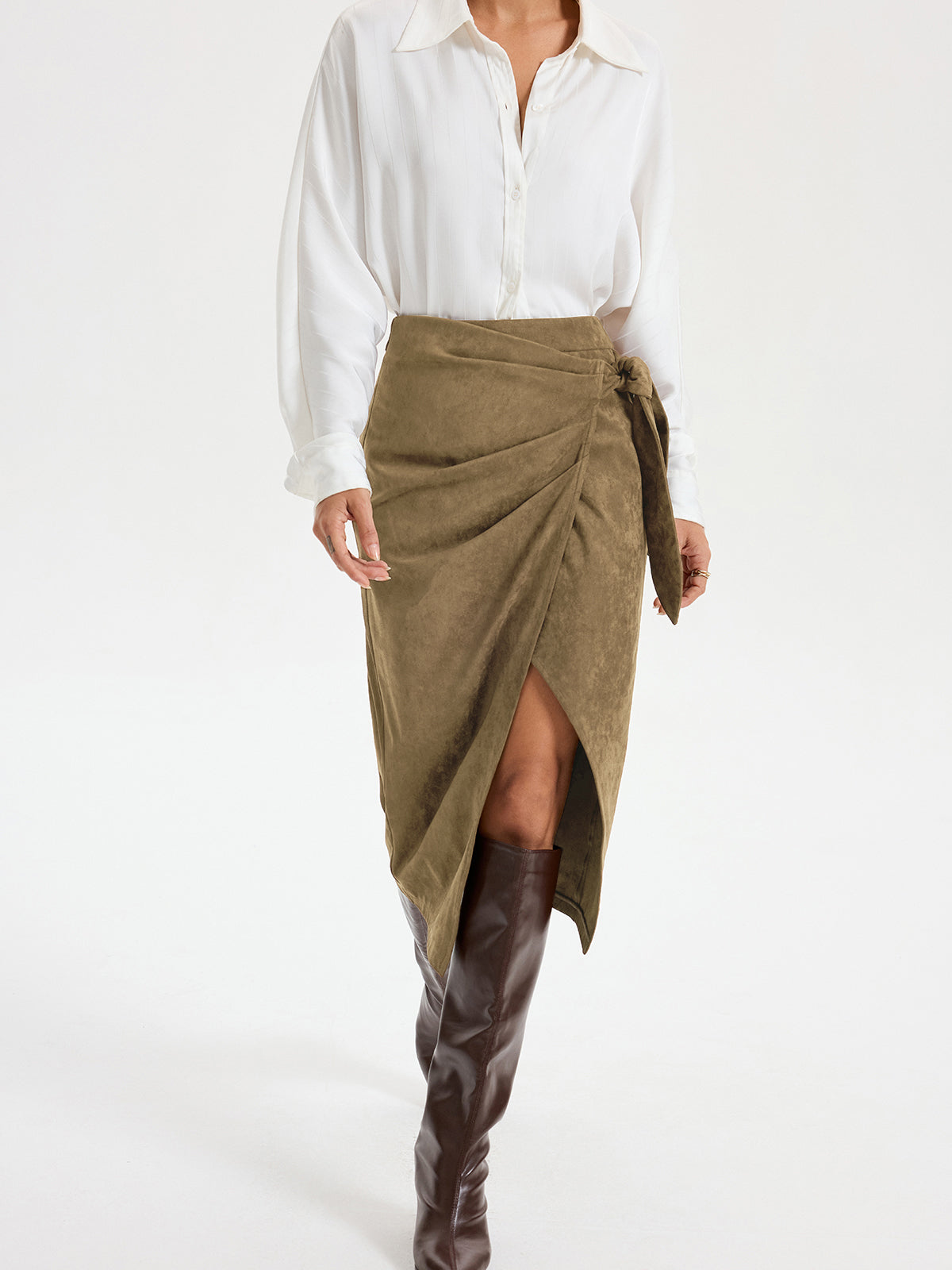 Tie Knot Suede Skirt