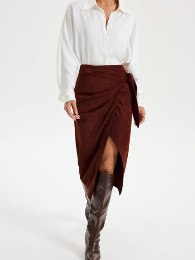 Tie Knot Suede Skirt