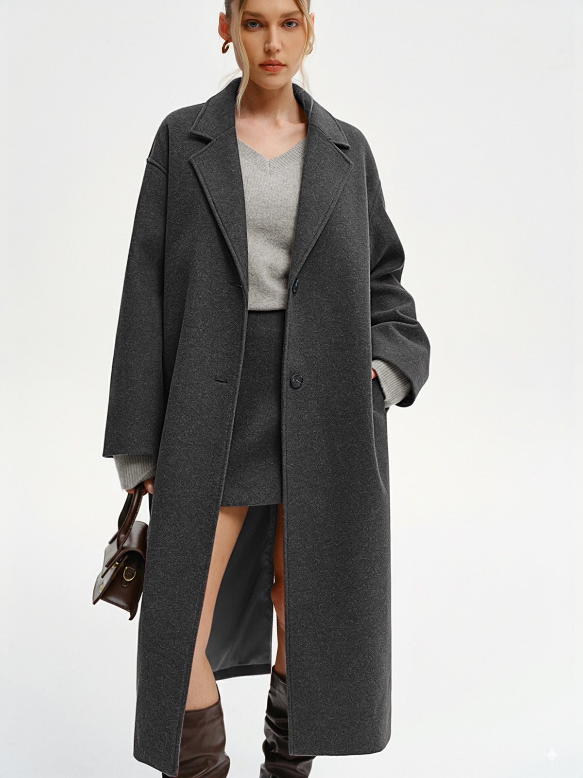 Oversized Tweed Long Coat