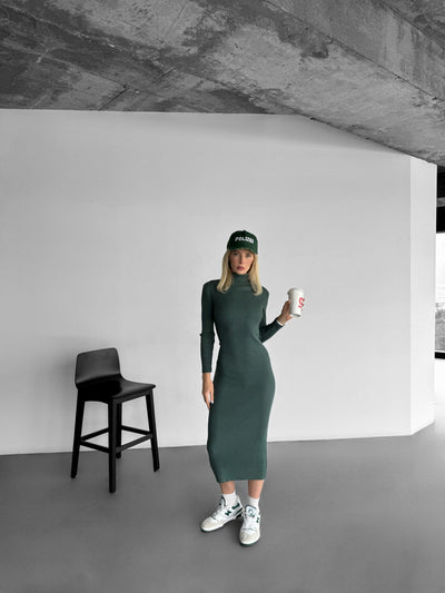 High Neck Knit Dress - Petrol