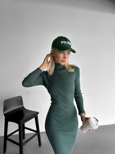 High Neck Knit Dress - Petrol