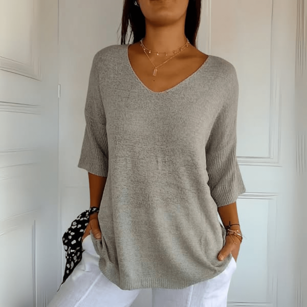 Knitted V-neck top