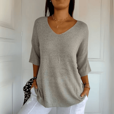 Knitted V-neck top