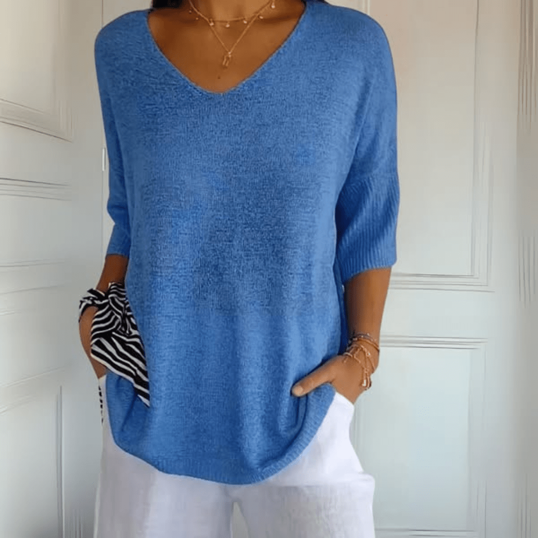 Knitted V-neck top