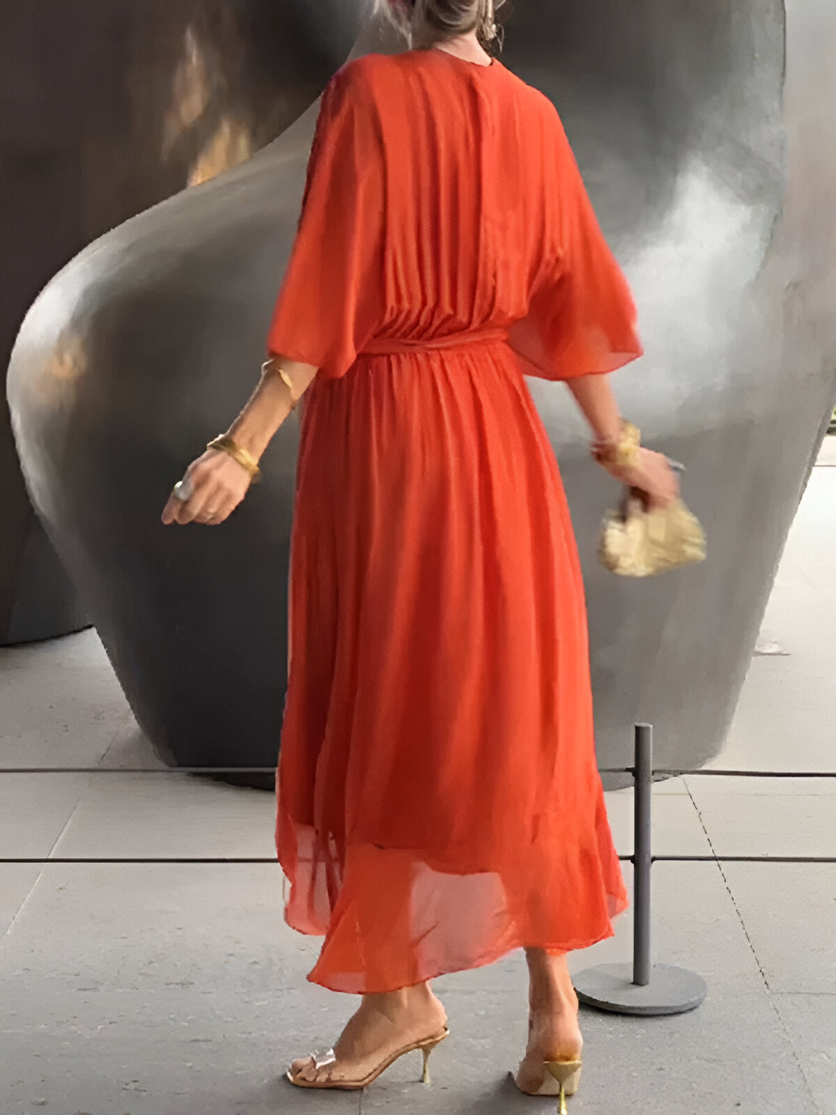 Monica™ | Chiffon dress with V-neck