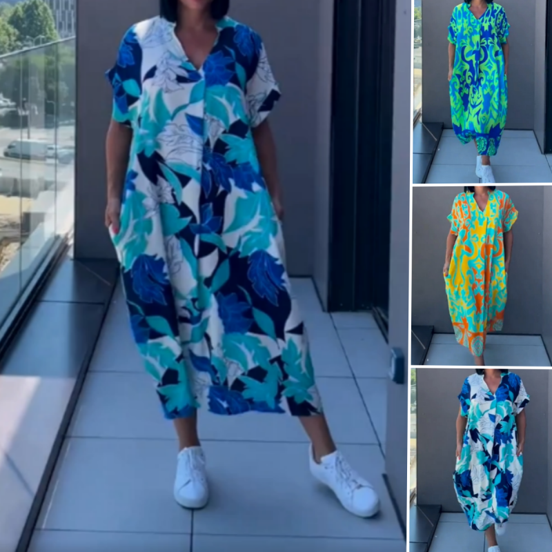 🌸Special price🌸 Women's casual elegant printed V-neck dress
