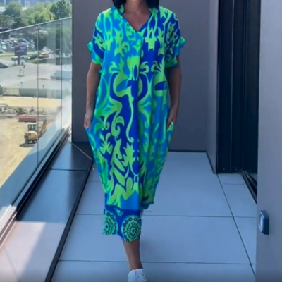 🌸Special price🌸 Women's casual elegant printed V-neck dress