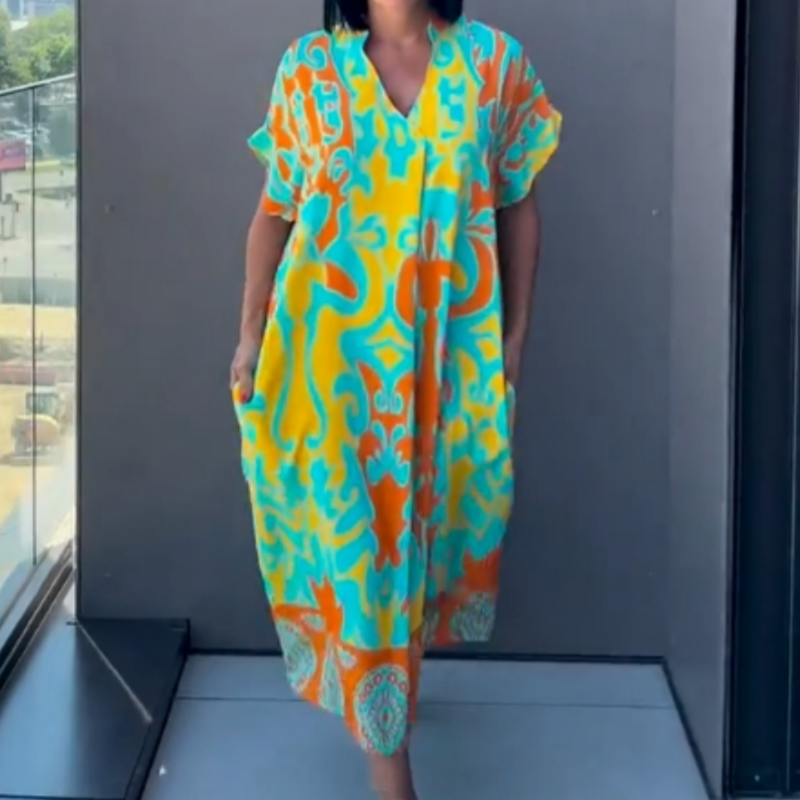 🌸Special price🌸 Women's casual elegant printed V-neck dress