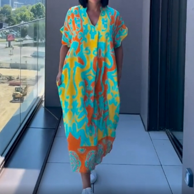 🌸Special price🌸 Women's casual elegant printed V-neck dress