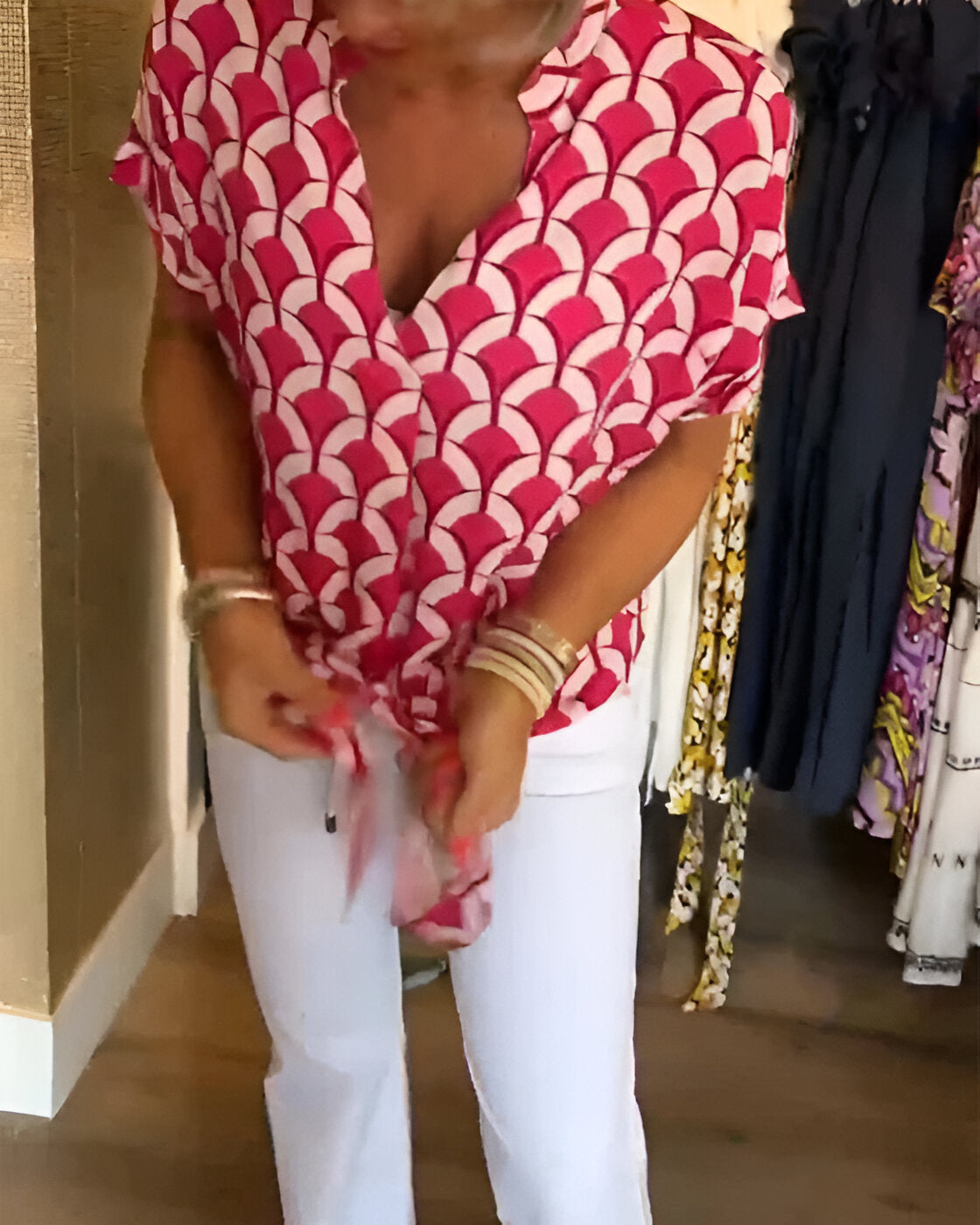Elena™ | Casual Top With Print And V Neck
