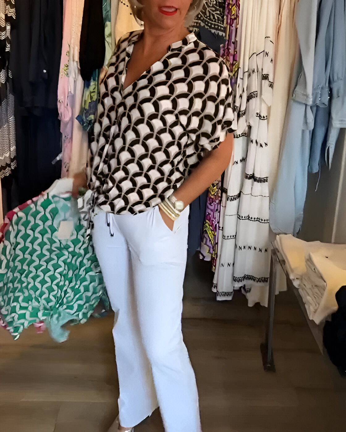 Elena™ | Casual Top With Print And V Neck