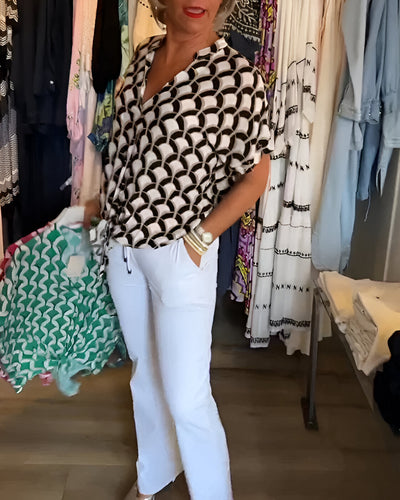 Elena™ | Casual Top With Print And V Neck